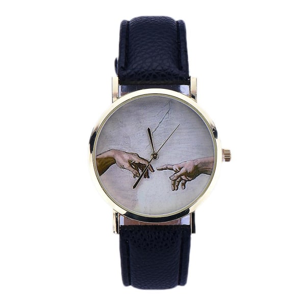 Lyxigt läderband för kvinnor Analog Quartz Watch Toppstil Mode Watch Reloj Mujer Black Clock 925