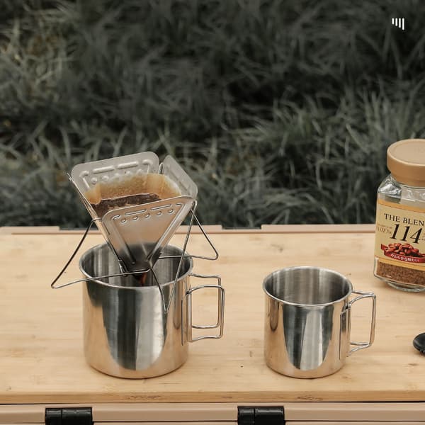 Foldbar Kaffedrypstativ i Rustfrit Stål til Rejser og Camping