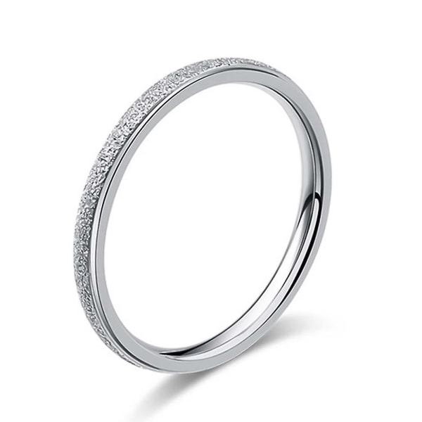 Glitter Matte Slim Band Titanium Stål Finger Ring Brude Bryllupssmykker Gift Silver US 7 4mm