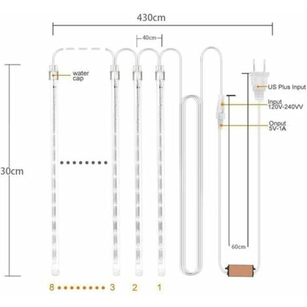 LED färgglada lampor, meteor duschlampor, trädgårdsbelysning dekorationslampor, strängljus, vita lampor