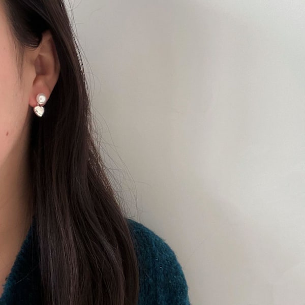 Ørering Heart Stud Sølv Fashion smykker Ac5009
