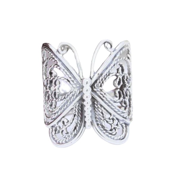 Dam Ring Butterfly Justerbar Smycken Gravering Mode Utseende Finger Ring For Dating Silver