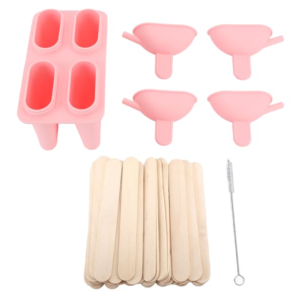 Rosa bærbar silikon iskremform DIY ispinne maker med 50 pinner