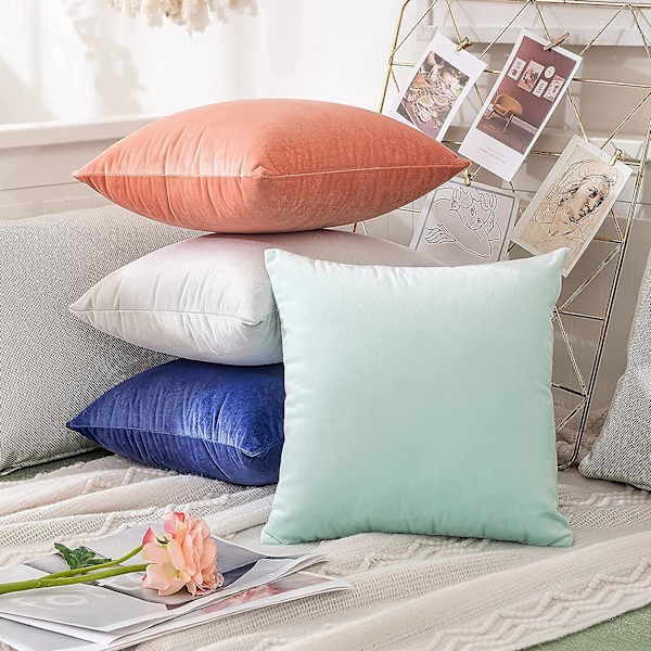 Sæt med 2 fløjlspudebetræk Dekorativ sofa Pudebetræk Super Glat Blød Komfortabel dekoration Hjem Stue Soveværelse Til Sofa 40x80cm Mørk Gr.