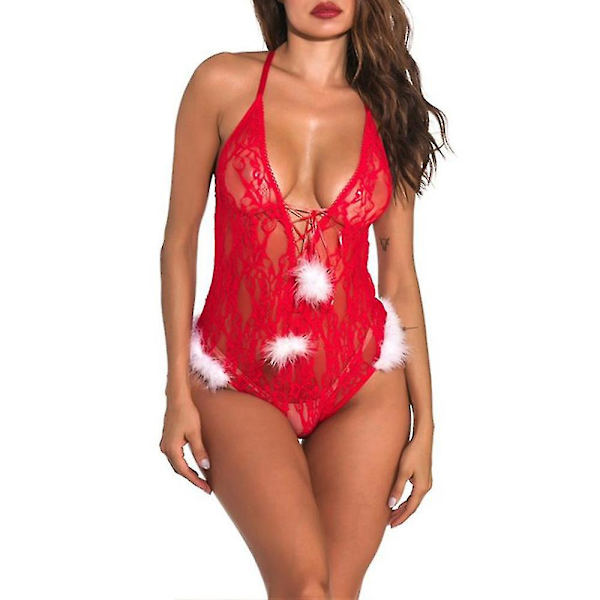 jul Sexig Spets Body Kvinnor Underkläder Underkläder Red 2XL