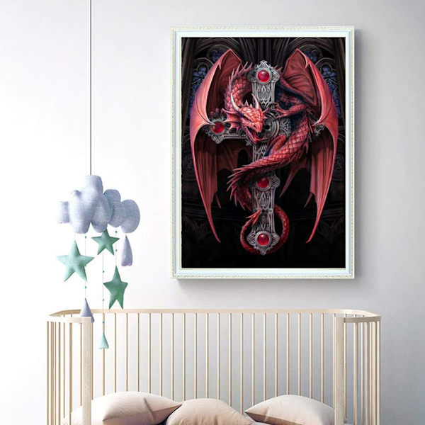 5D Diamond Painting Diamond painting Kuvia, Red Dragon Cross Game of Thrones Animals Täysi set suuri tee-se-itse- diamond painting Tekijä Numbe
