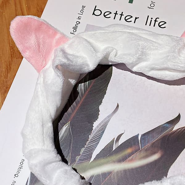 Søde Katteører Hvid Letvægts Hudvenlig Blød Elastisk Ansigtsvask Makeup Hårbånd