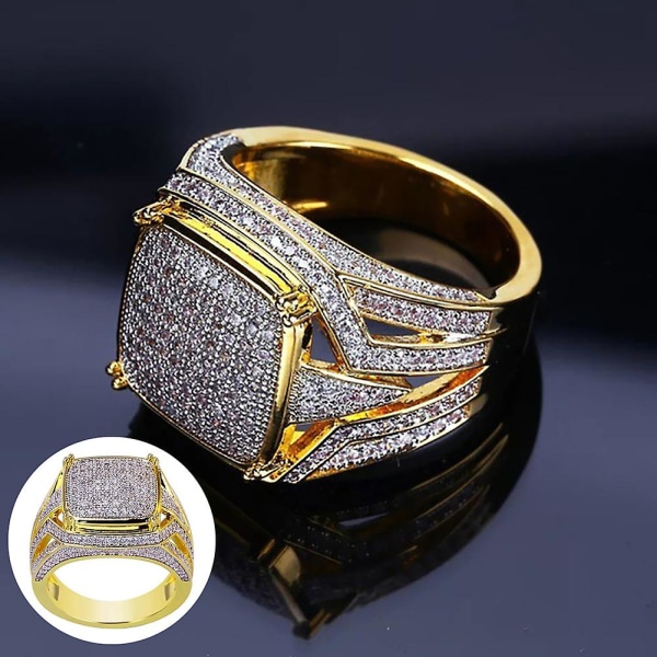 Glänsande Rhinestones Smycken Män Kvinnor Förlovning Bröllop Brudgum Ring US 10