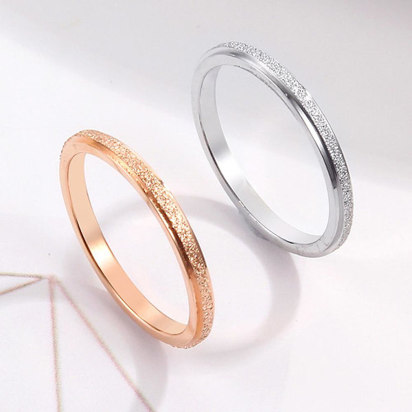 Män Kvinnor Frostat Titanstål Band Finger Ring Bröllopsförslag Smycken Present Silver US 8