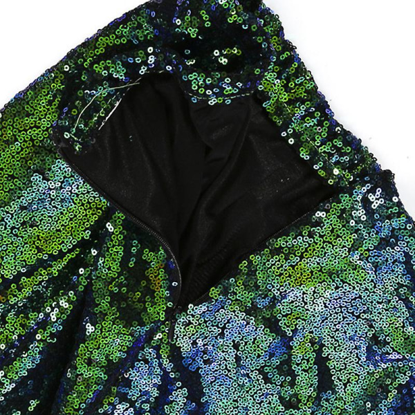 Havfrue fiskehale kostyme glitter skjørt cosplay halloween rekvisitter Green L