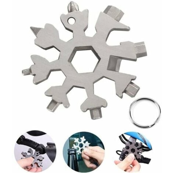 Snowflake Multi-Tool 18 i 1 bærbart rustfritt stål Allmektig verktøy for daglige reiser Camping Adventure Portable Multi-Fu