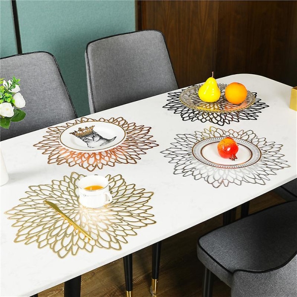 Nya Hot Pvc ihåliga isoleringsunderlägg Kuddar Bordsskålmattor 6 Pcs Rose Gold