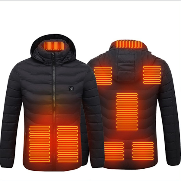 Vinter udendørs varm elvarme frakke, 8 varmezoner black 4XL