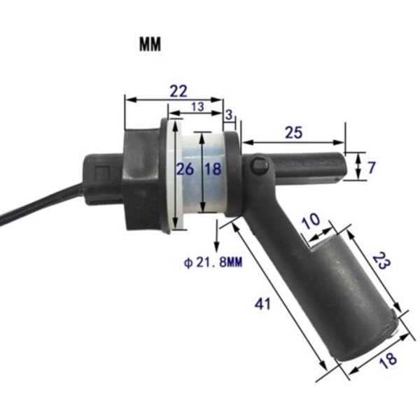 PP Lågtrycks sidomonterad horisontell vattennivåsensor Vätskenivåsensor Flottörswitch Witch Wire Kabel för Tank Swim