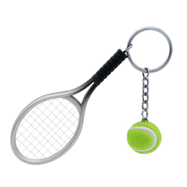2stk Tennisketcher Nøglering Charm Tennisbold Nøglering Til Børn Voksne Piger Sølv Silver