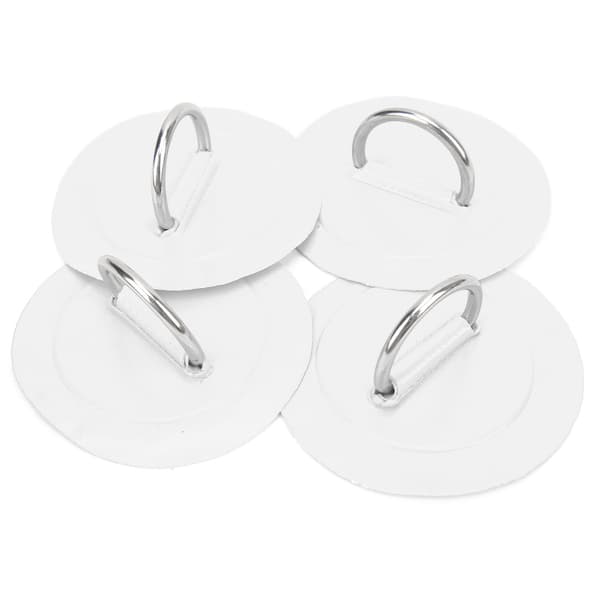 4 stk Oppblåsbar Båt D Ring Pad Patch PVC Slitesterk Marine Rustfritt Stål Fast Spenne Hvit