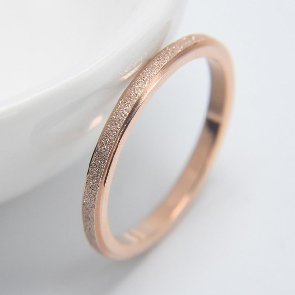 Mænd Kvinder Frosted Titanium Stål Band Finger Ring Bryllupsforslag Smykkegave Rose Golden US 3