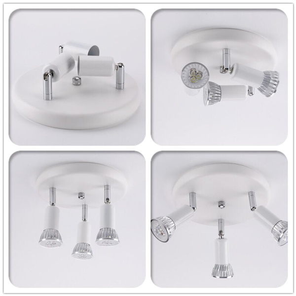 3 runde LED-taklys, 9W, positivt hvitt lys, svart skall, egnet for stue, soverom