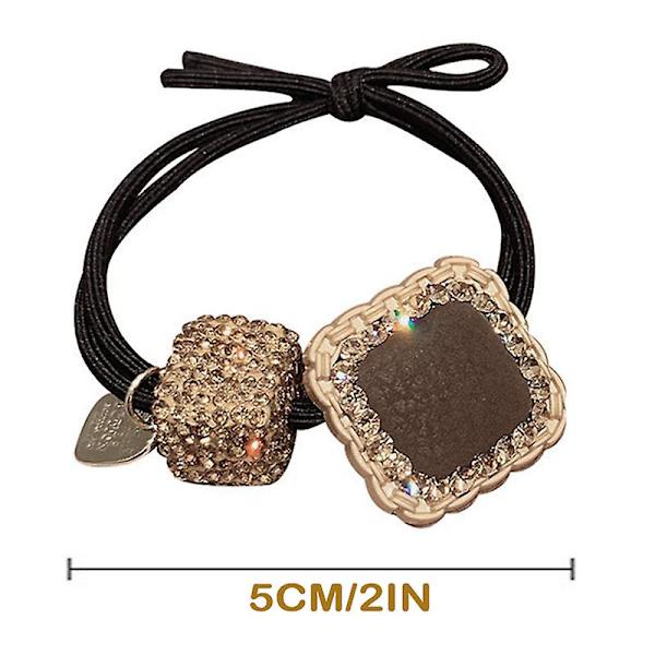 Mode hästsvansslips Hårmanschett Strass Lyx Elastisk Wrap Hårrep Eleganta hårtillbehör Black