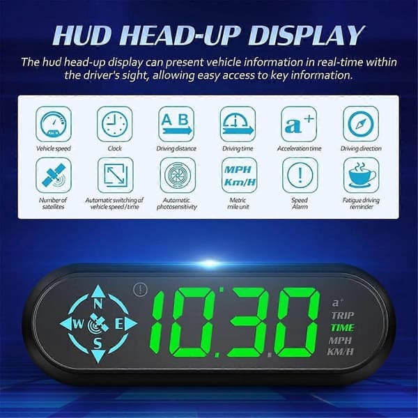 Digital GPS-speedometer til bil, Head-Up Display, Bil-kilometertæller, Smart Speedometer til Forrude