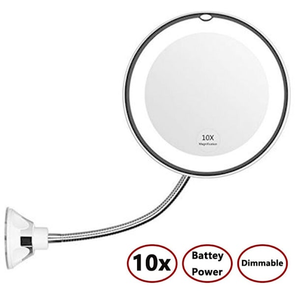 10X suurentava imukuppi meikkipeili LED meikkipeili pyöreä meikkipeili 360 astetta pyörivä peili