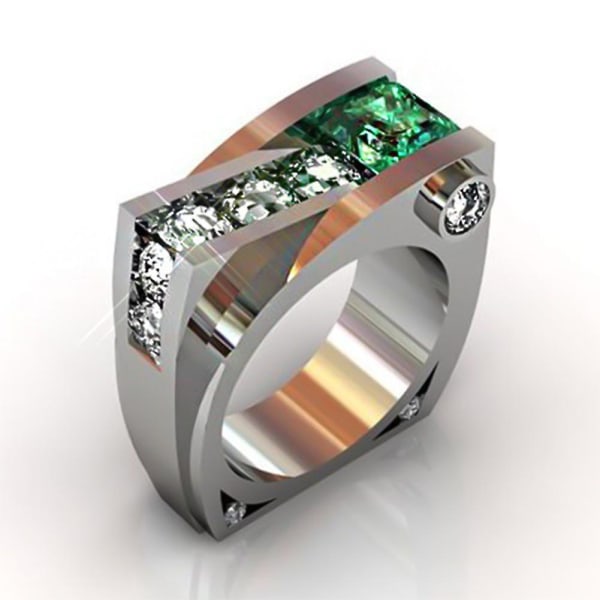 Kvinder Retro Rhinestone indlagt geometrisk form fingerring bryllup smykker gave US 7 2