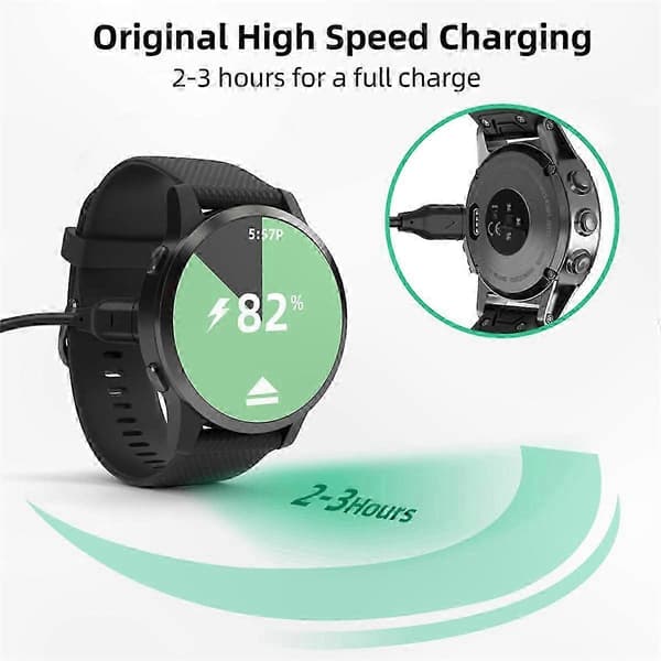 2-pak USB-C opladerkabel til Garmin Fenix, data-synkroniseringskompatibel ur-oplader