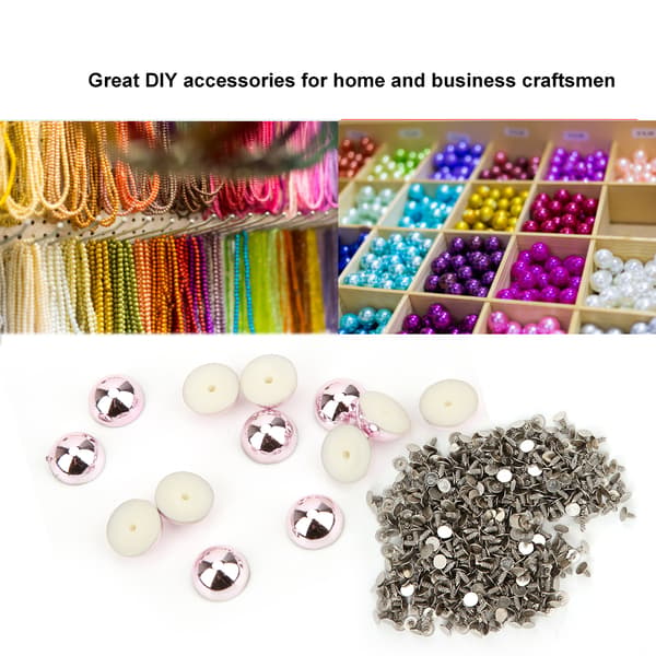 100 stk. halvcirkelformede perleperler, nitter, sæt til tøjtasker, DIY-dekorations tilbehør (lilla)