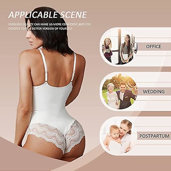 Spetsbody för kvinnor Magkontroll Shapewear Camisole White 3XL