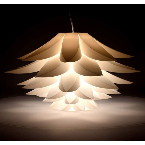 Pussel hängande lampskärm Lotus Flower DIY Takljus Vit Pussel Ljuskrona Skärm 45 Cm Vardagsrum Cafe Rest