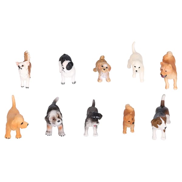 10 st Mini Handmålade Plast Hund Figurin Valp Leksaksset