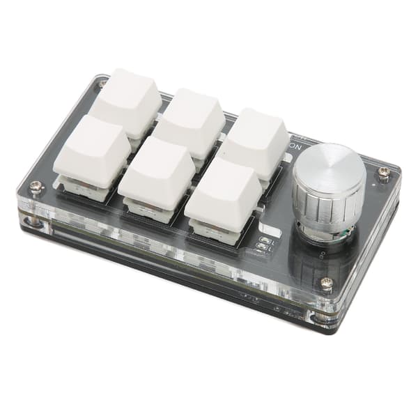 6 Tasters Mini Keypad med Knap Blå Switch Kablet USB Trådløs Bluetooth Dual Mode DIY Programmerbart Mekanisk Tastatur Hvid