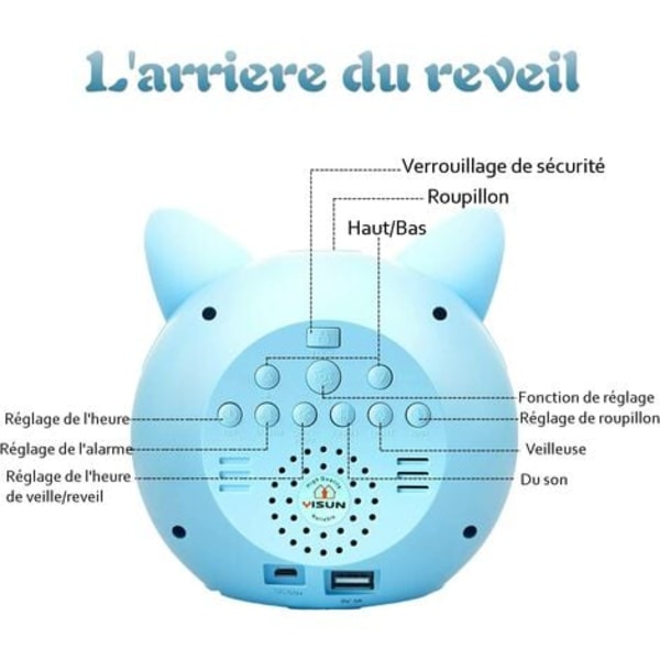 Lasten herätyskello yövalolla 5 väriä Kirkkaus Säädettävä Valokaiuttimet Ajastetut herätyskellot Automaattinen lämpötila
