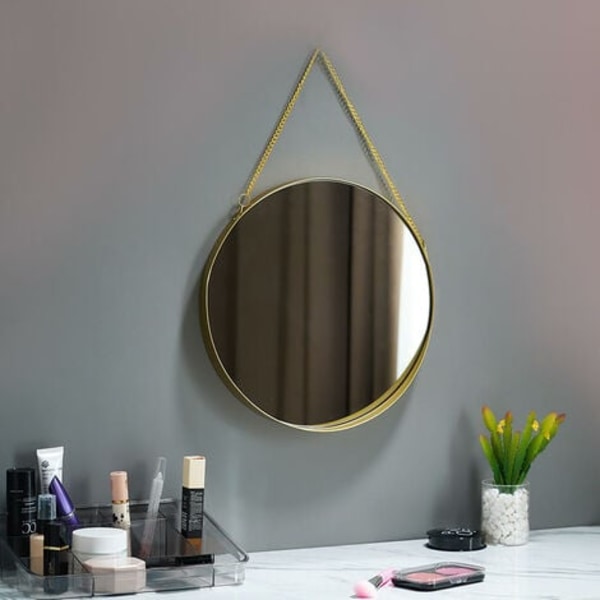 Rundt vægspejl dekorativt hængende spejl, 25,5 cm