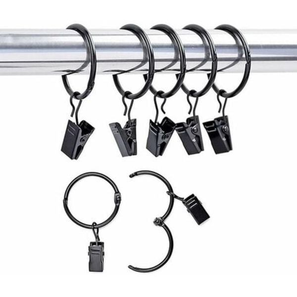 25st gardinringar med klämmor Metall gardinklämmor krok, lätt att öppna och stänga, metall gardin pin krokar för Window Doo