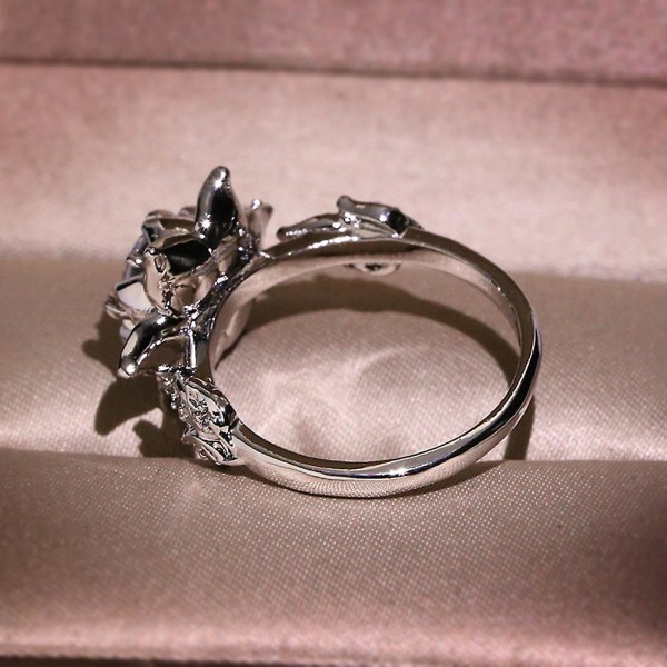 Vintage Kvinder Rhinestone Indlagt Vand Lily Flower Finger Ring Party smykker gave US 10 KYRA0841