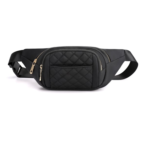 Suurikokoinen naisten vyölaukku säädettävällä olkahihnalla - Tyylikäs crossbody-vyölaukku pyöräilyyn ja kävelyyn, musta, yksi koko
