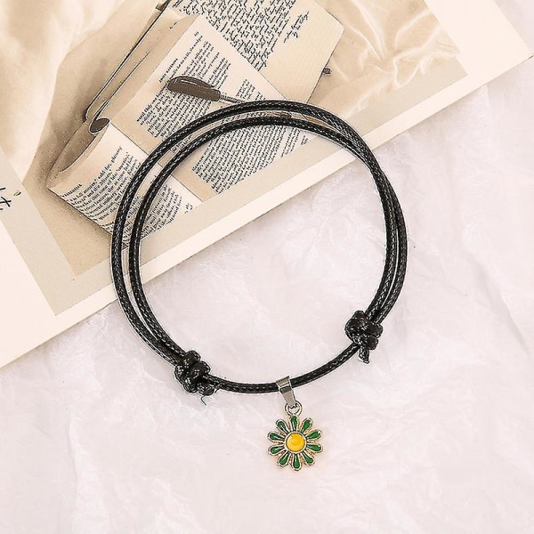 10 stk svart par armbånd ensfarge justerbar håndlaget enkle slitesterke smykker gaver til kvinner The Yellow Daisy