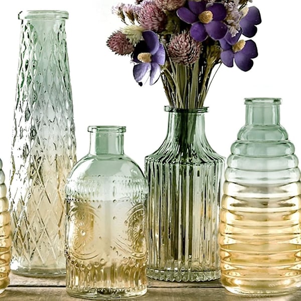 4 stk vintage reliefvase