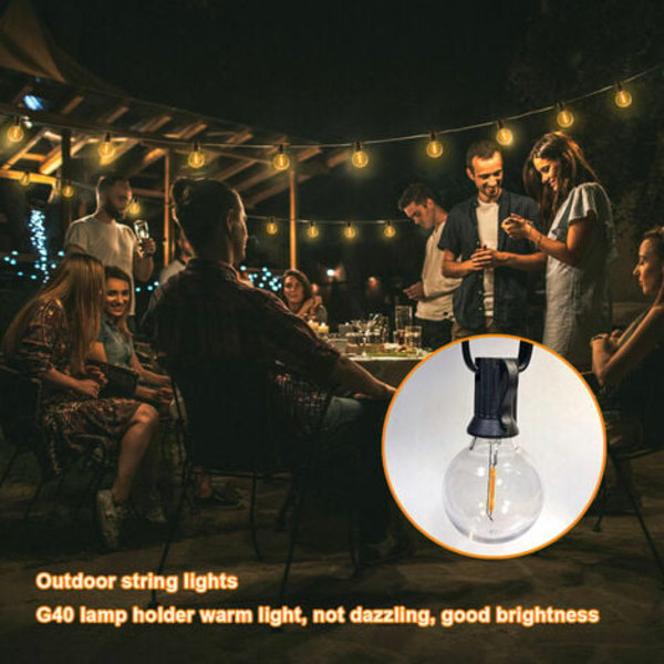 7,5M G40 utomhuslampor med E12 LED IP44 vattentäta, dekorationsslingor för utomhusbruk, 25 lampor