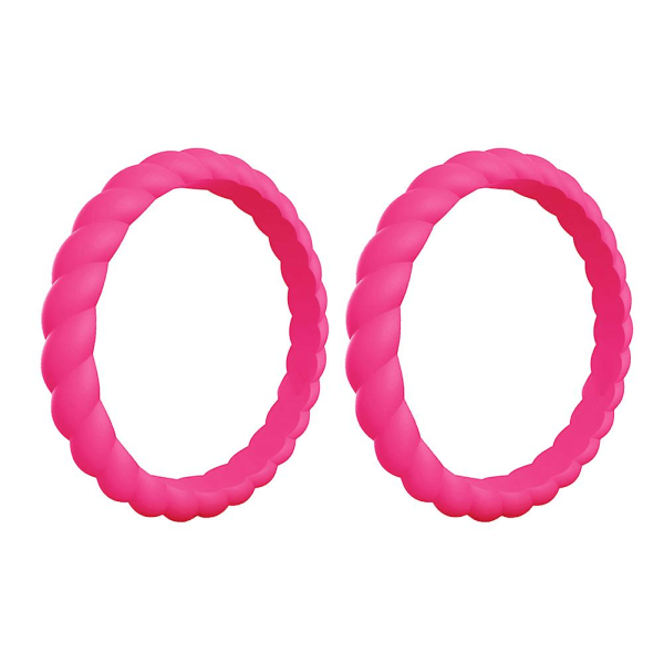 2st Flätat Twist Mönster Silikon Dam Ring Bröllopsband Party Accessoar Present Black US 4