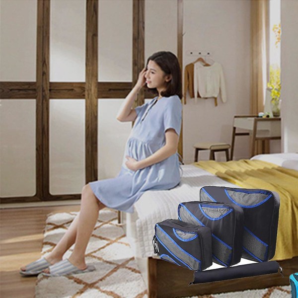 Husholdnings nylon vanntett oppbevaringsposesett Tredelt nylon reiseoppbevaringspose black