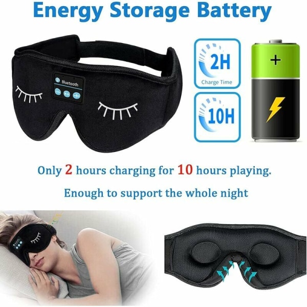 Bluetooth sömnmask Trådlösa sömnhörlurar 3D Bluetooth -hörlurar Brusreducerande hörlurar för sömn Nattmask Hand Make Andningsbar Ultra-S