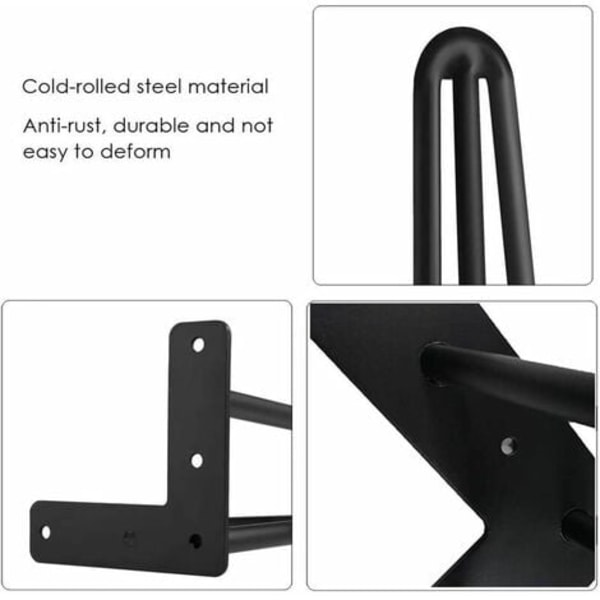 Set med 4 bordsben 10 cm gör-det-själv möbelben för matbord lågt skrivbord svart + benskydd och skruvar
