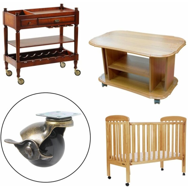 4 stk møbelbens hjul (1,5 tommer (40 mm) - med brems，