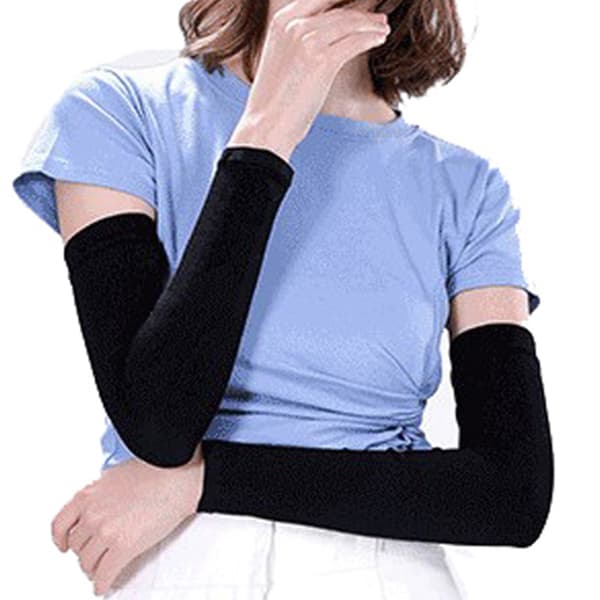 3 par kølende is silke arm sleeves UV solbeskyttelse kompression til mænd kvinder sort