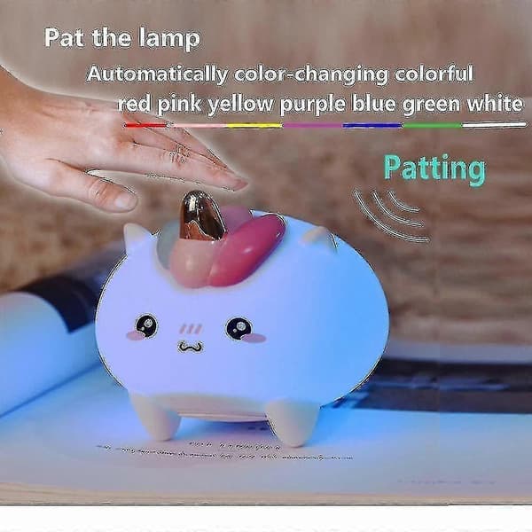 LED nattlys, USB-lading nattlys, barnehage nattlys, morsom gave til barn, (hvit)