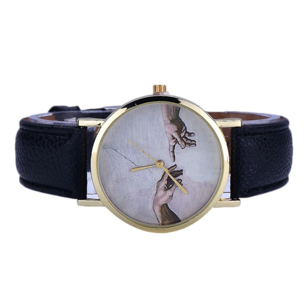Lyxigt läderband för kvinnor Analog Quartz Watch Toppstil Mode Watch Reloj Mujer Black Clock 925
