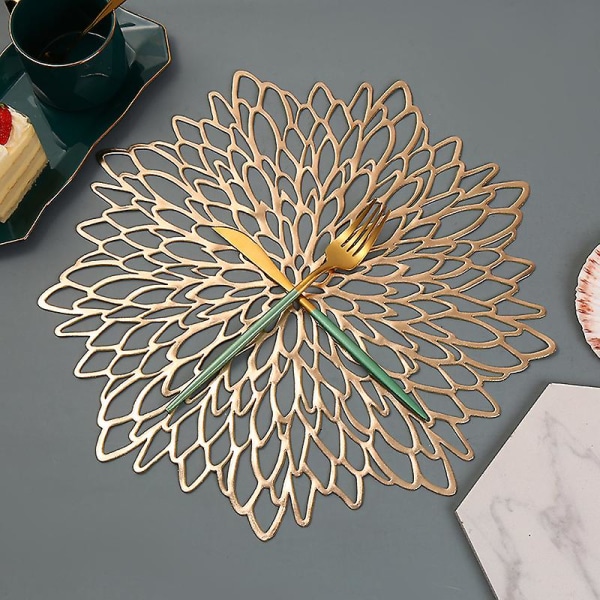 Nya Hot Pvc ihåliga isoleringsunderlägg Kuddar Bordsskålmattor 6 Pcs Rose Gold