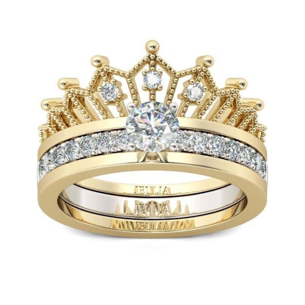 Löstagbar kvinna mode krona strass finger ring bröllop brud smycken gåva US 9